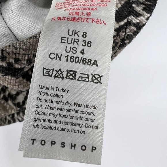 Topshop Skirt Snake Print Denim Mini Utility Pocket Brown Black - Picture 9 of 12